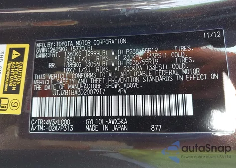 2013 Lexus Rx 450H from USA, damaged, VIN JTJZB1BA3D2007917